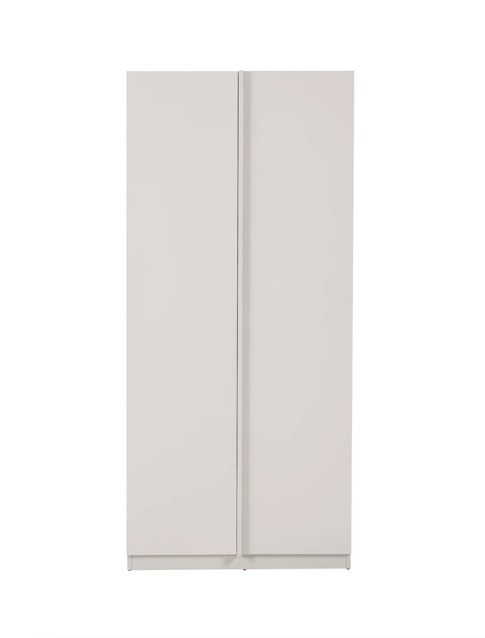 White wardrobe with two doors on a white background