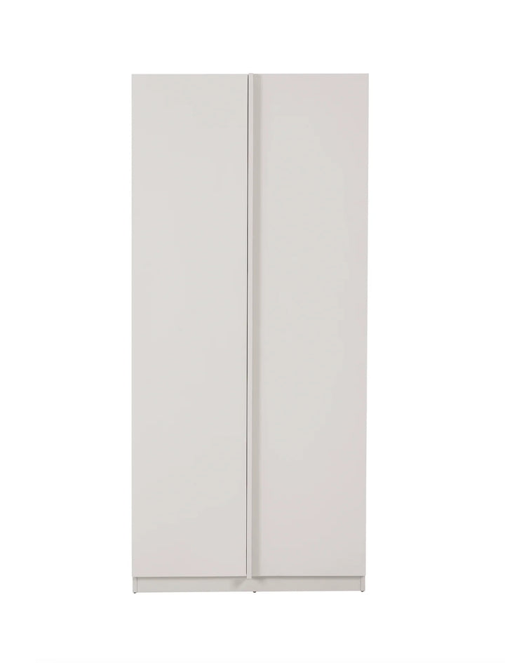 White wardrobe with two doors on a white background