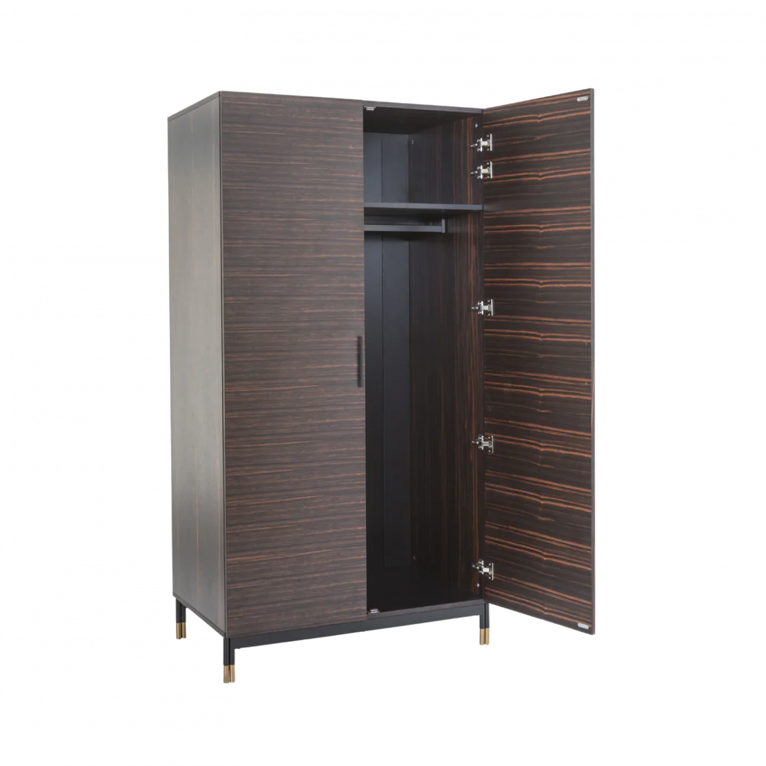 Bali Ebony Brown Wood & Gold Double Wardrobe
