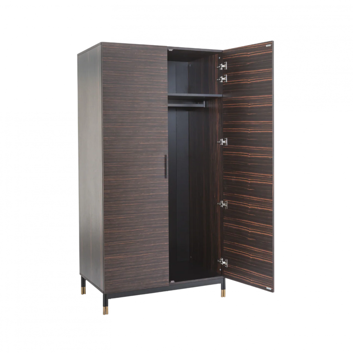 Bali Ebony Brown Wood & Gold Double Wardrobe