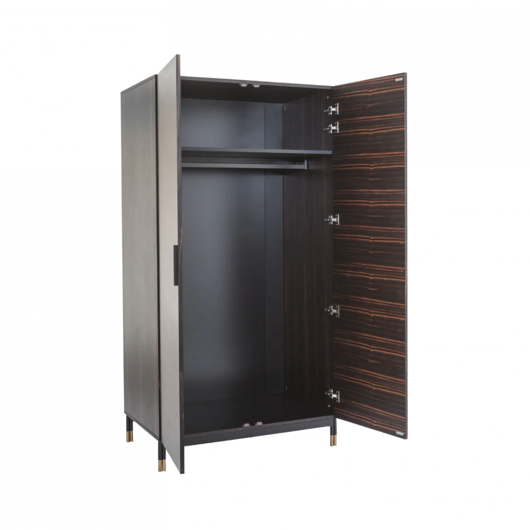 Bali Ebony Brown Wood & Gold Double Wardrobe