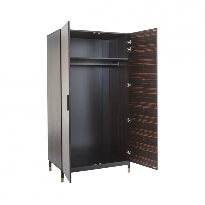 Bali Ebony Brown Wood & Gold Double Wardrobe