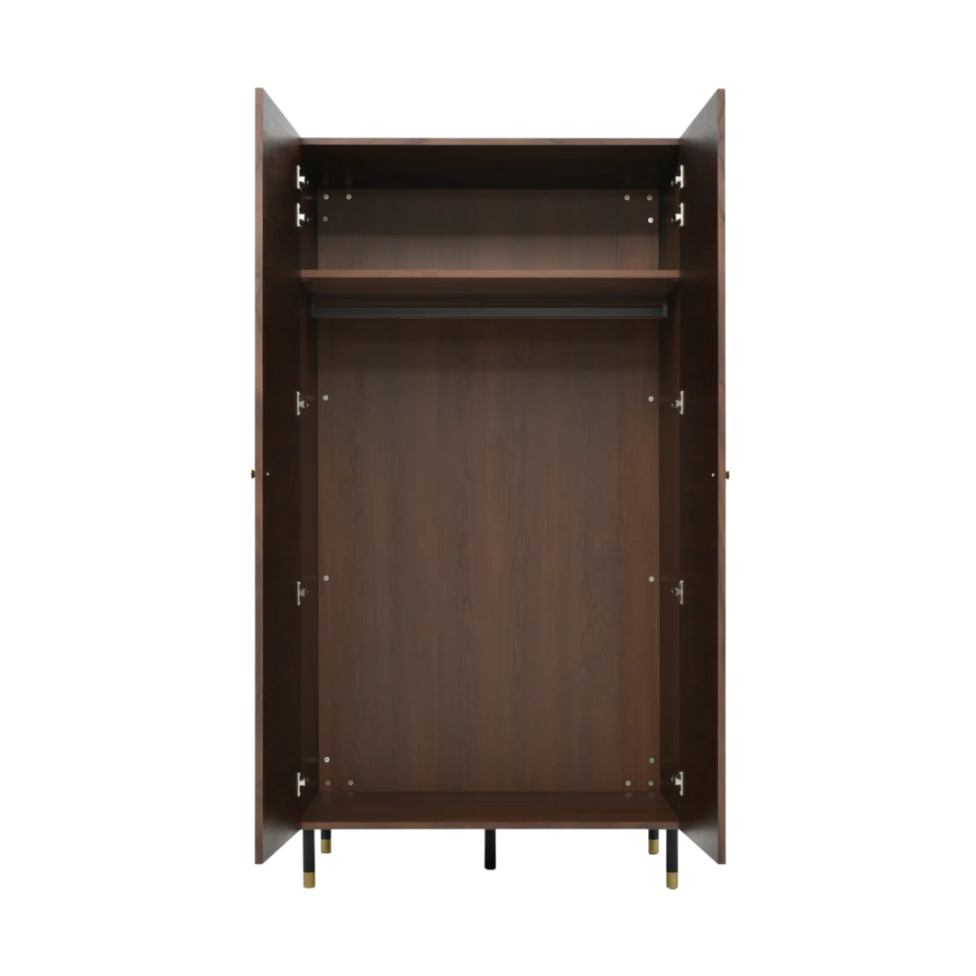 Willow Walnut Brown Wood Double Wardrobe