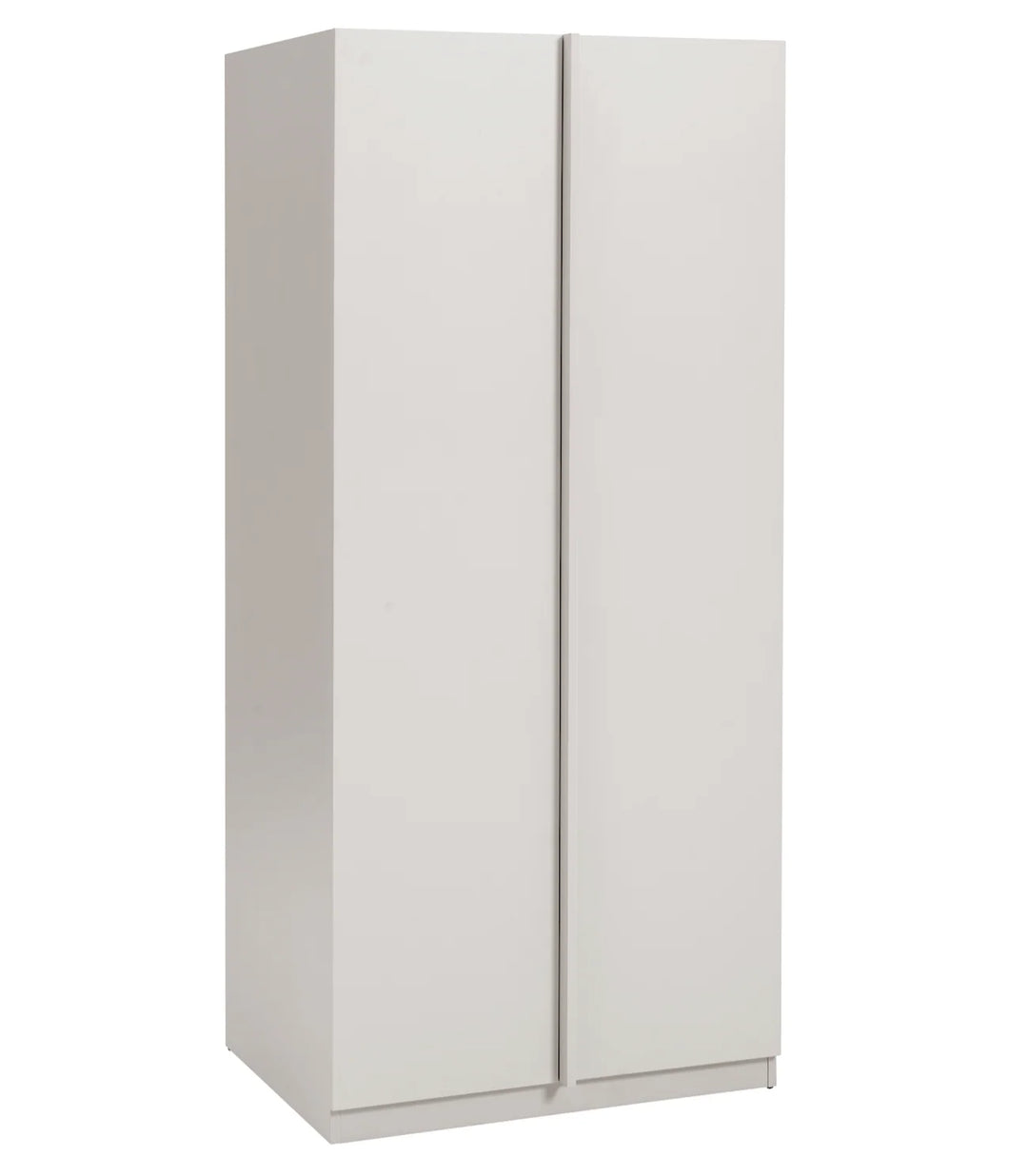 White wardrobe with two doors on a white background