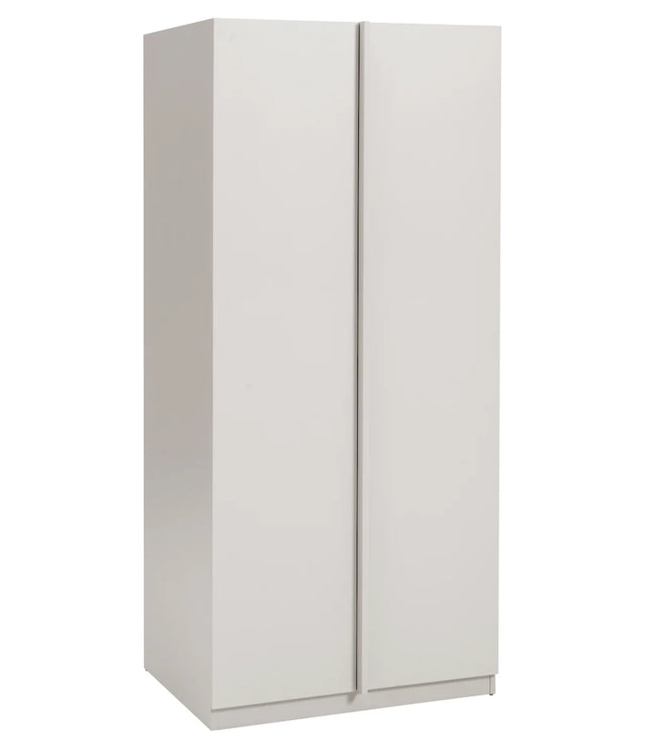 White wardrobe with two doors on a white background