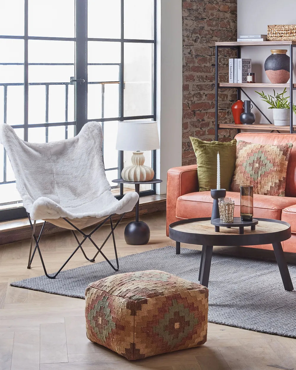 Armchair Faux Fur White Nedrah