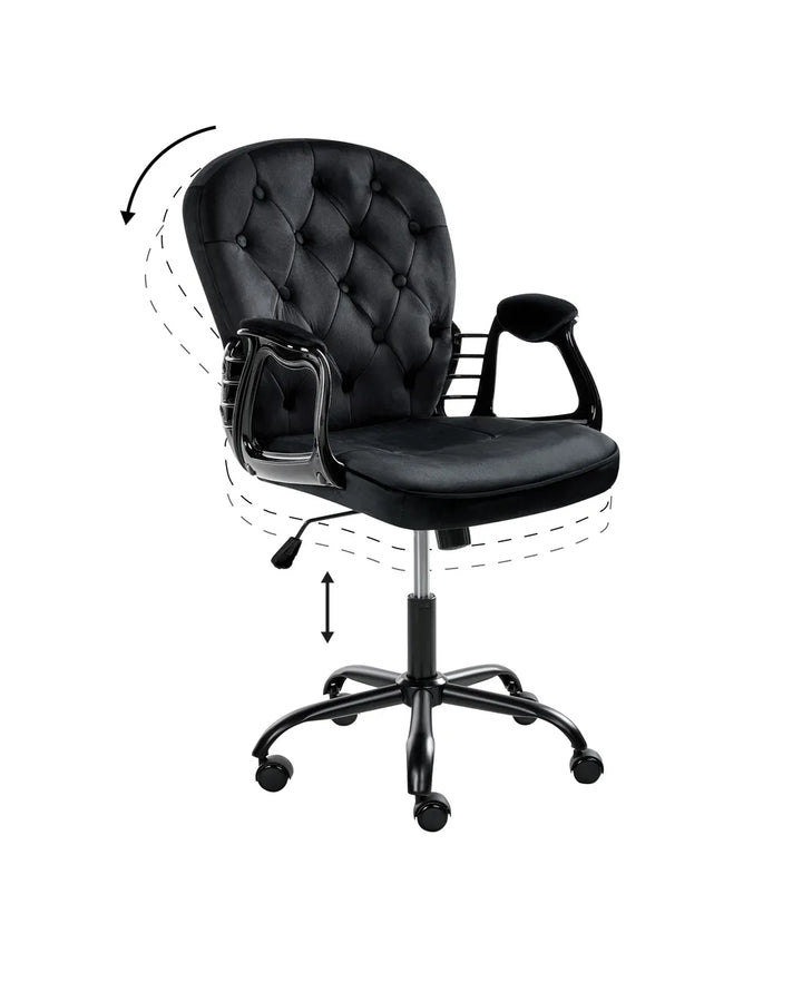 Desk Chair Velvet Black Neeya