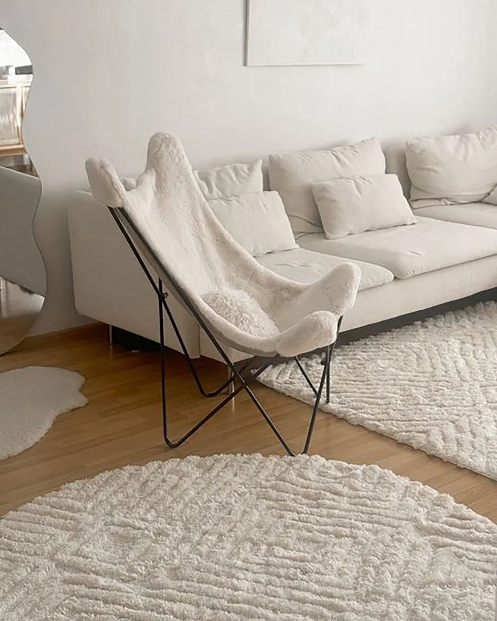 Armchair Faux Fur White Nedrah
