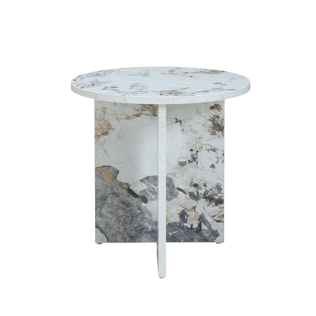 Aura White Marble Effect Side Table