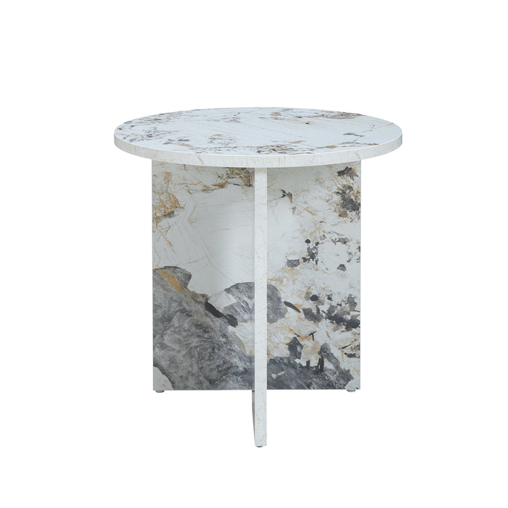 Aura White Marble Effect Side Table