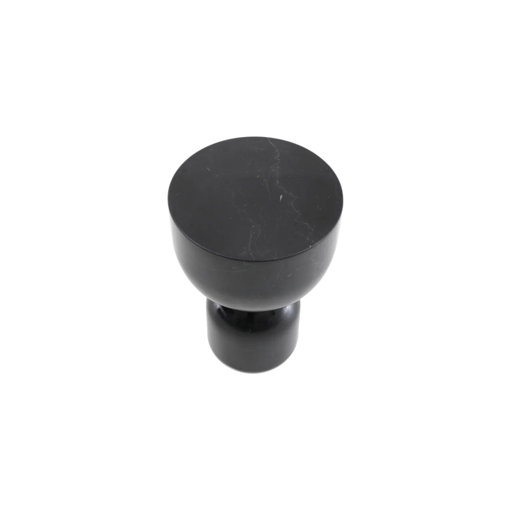 Black cabinet knob on a white background