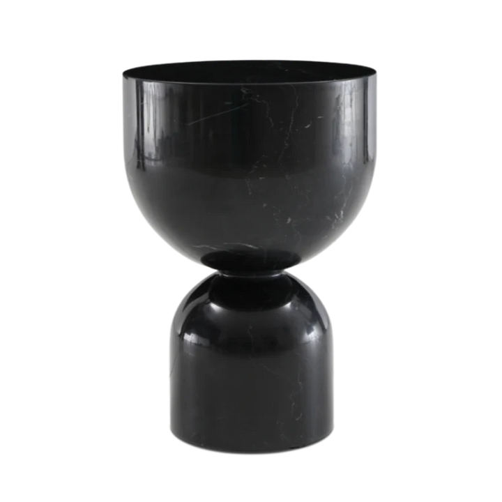 Black marble vase on a white background