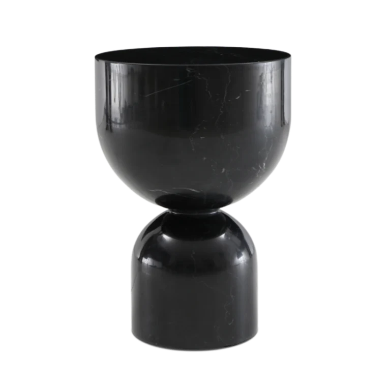 Black marble vase on a white background