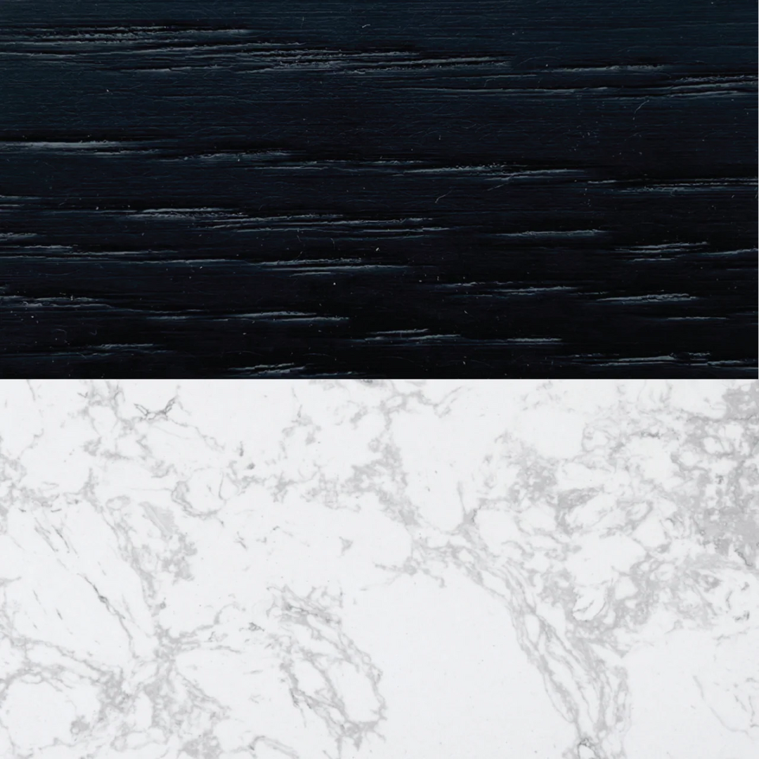 Basil White Marble & Black Round Side Table