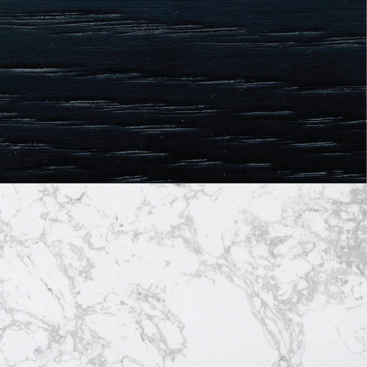 Basil White Marble & Black Round Side Table