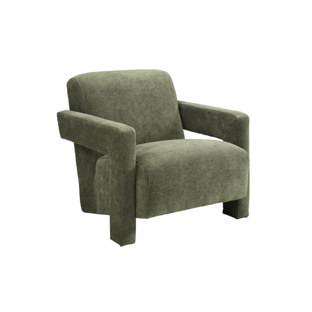 Green armchair on a white background