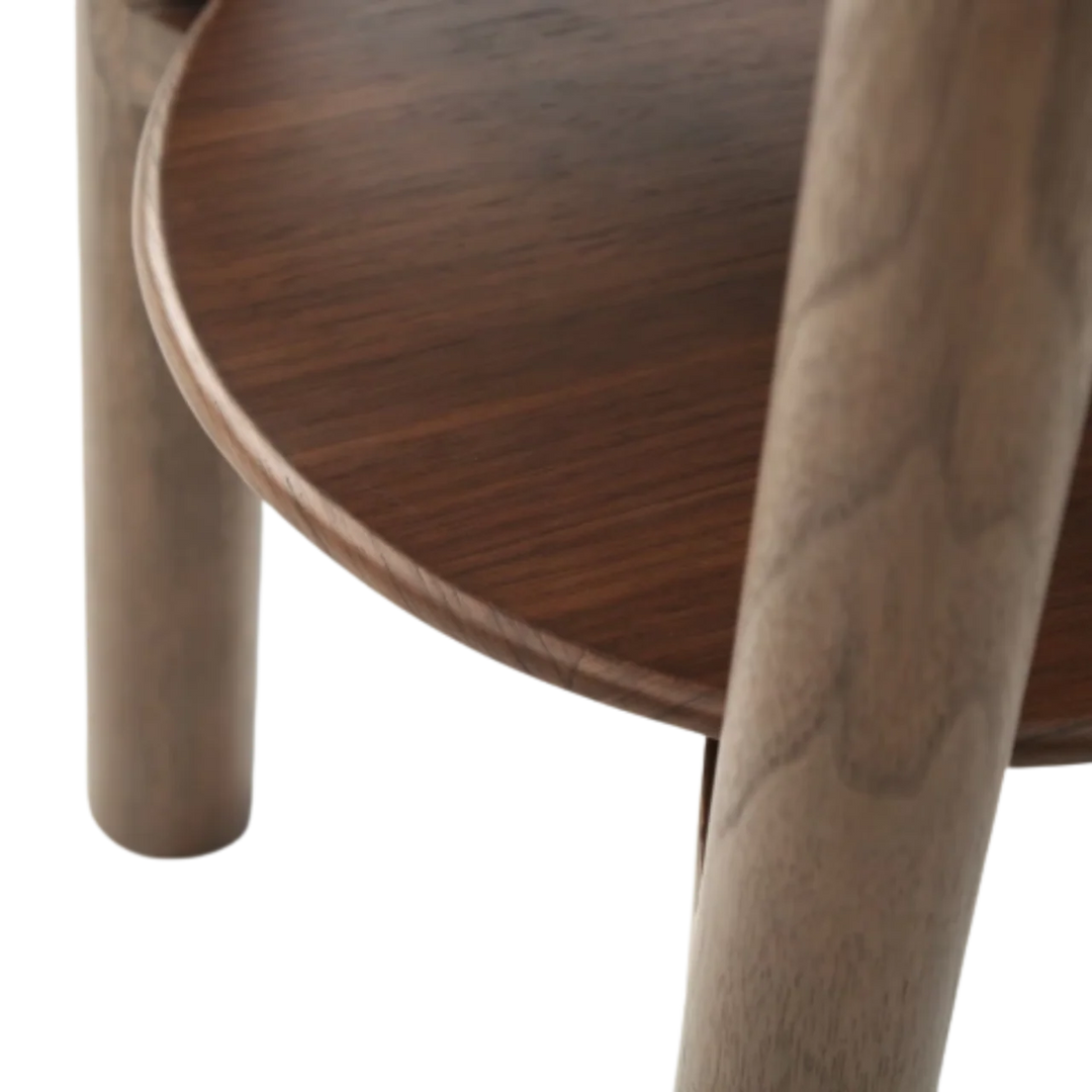 Willow Walnut Brown Wood & Grey Marble Side Table