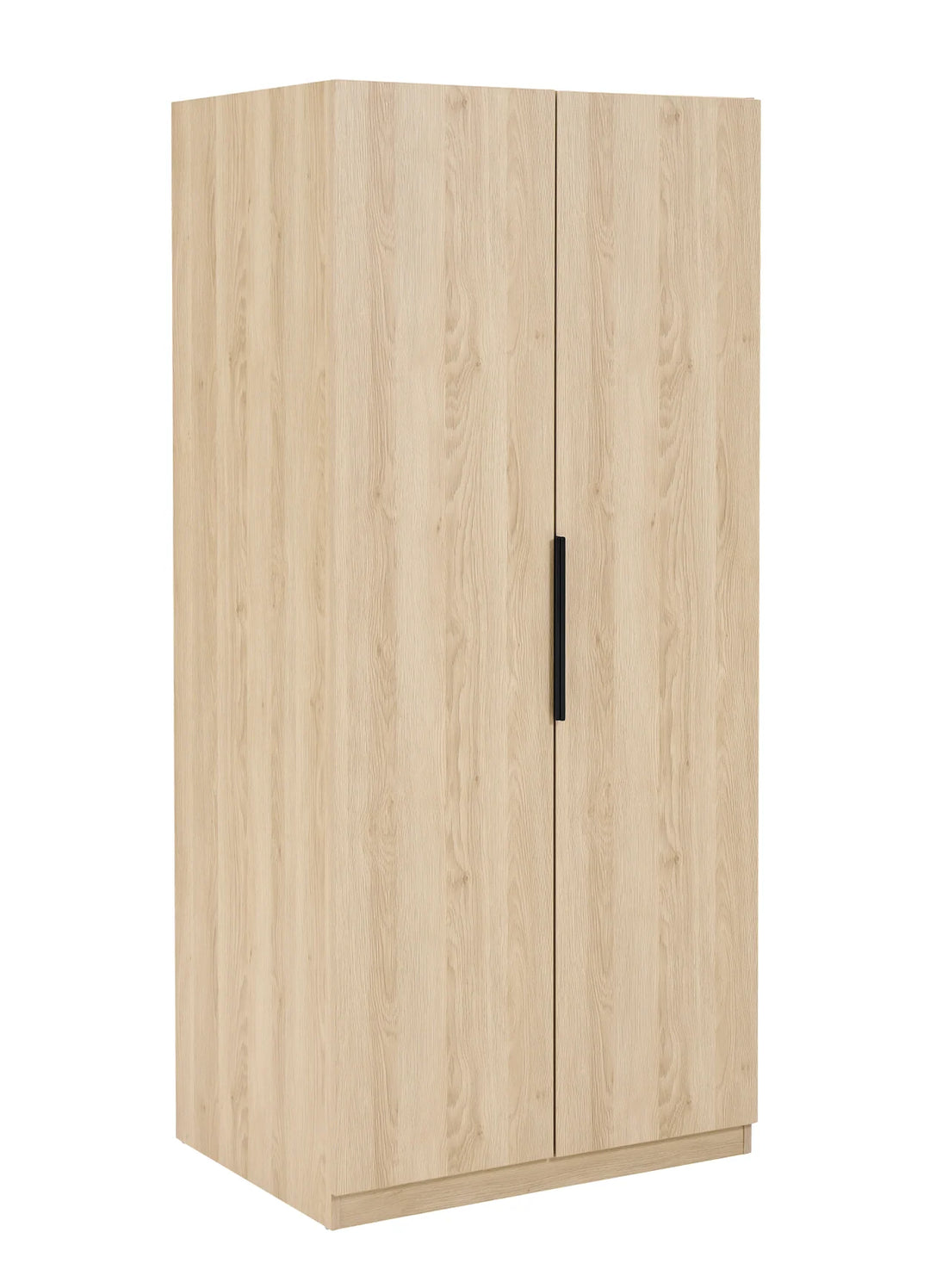 Wooden wardrobe with two doors on a white background