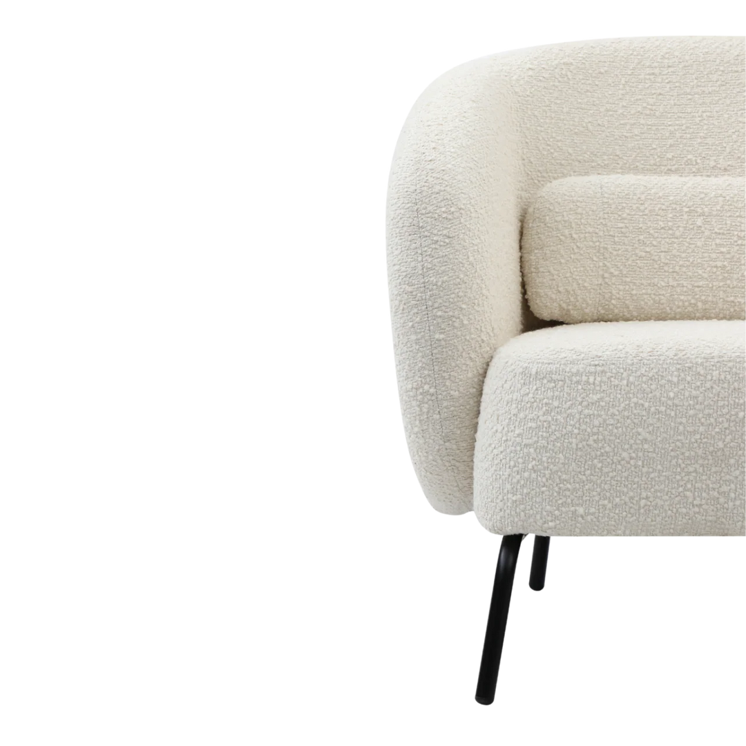 Joey White Boucle Curved Armchair