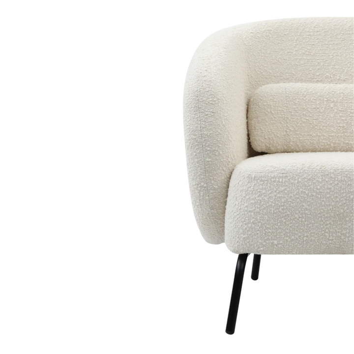 Joey White Boucle Curved Armchair