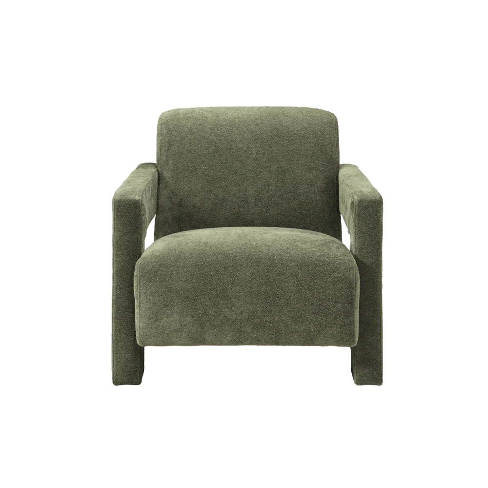 Green armchair on a white background