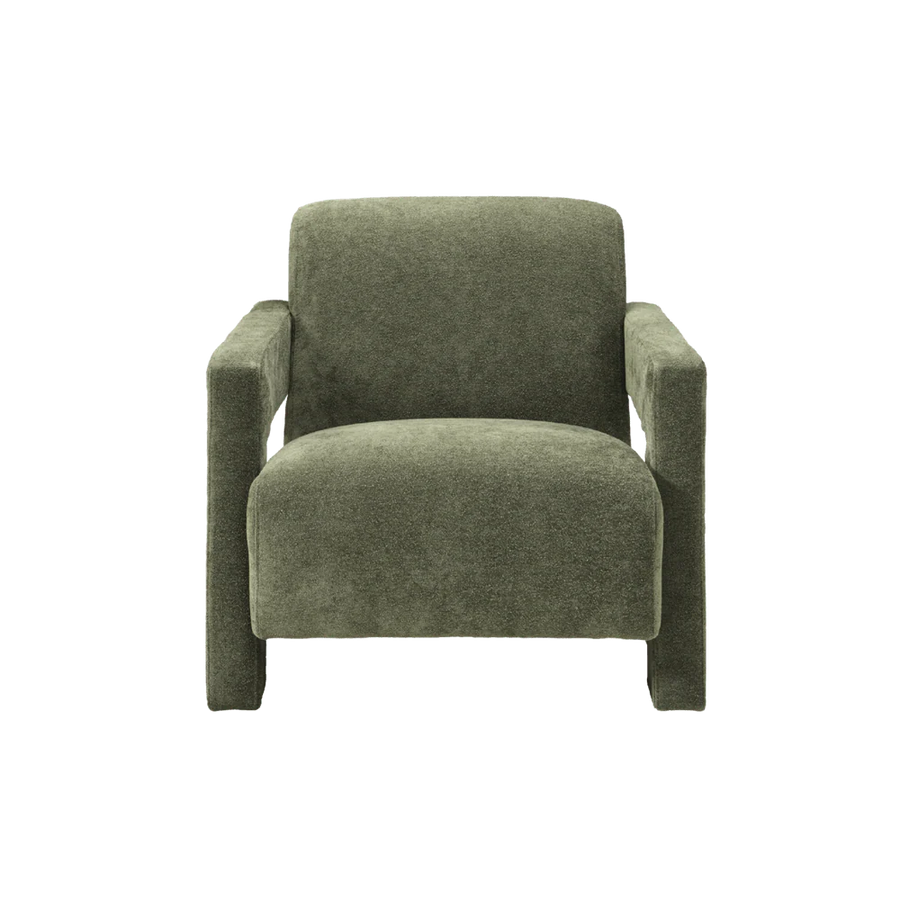 Green armchair on a white background