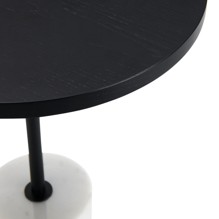 Basil White Marble & Black Round Side Table