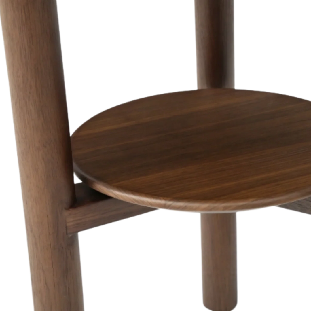 Willow Walnut Brown Wood & Grey Marble Side Table