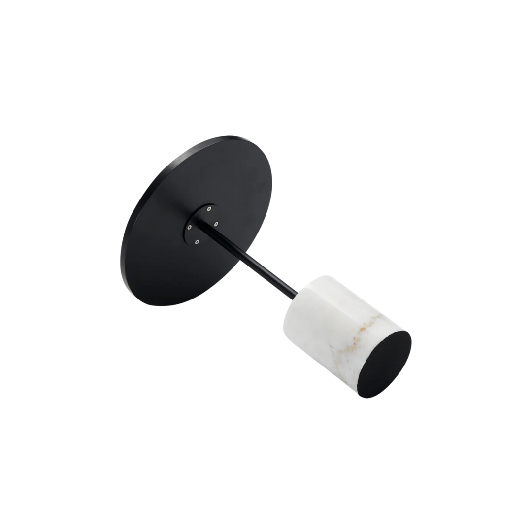 Basil White Marble & Black Round Side Table