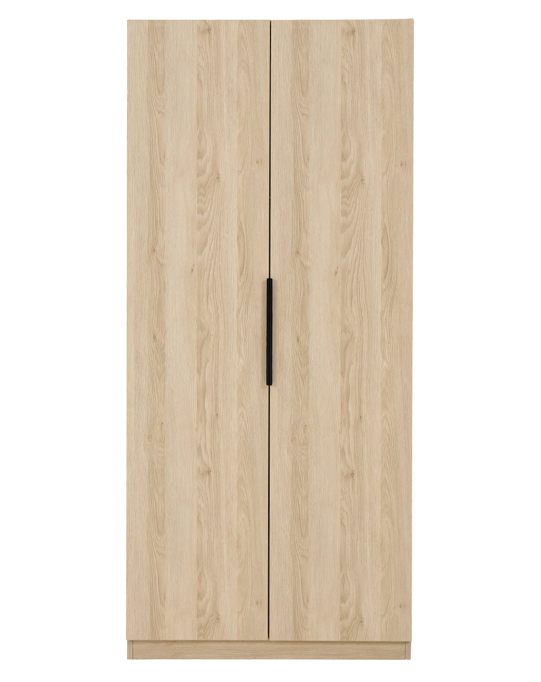 Wooden wardrobe with two doors on a white background
