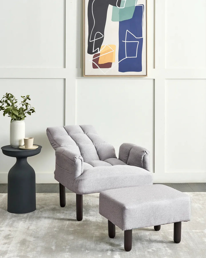 Recliner Chair with Footstool Fabric Grey Ambrie