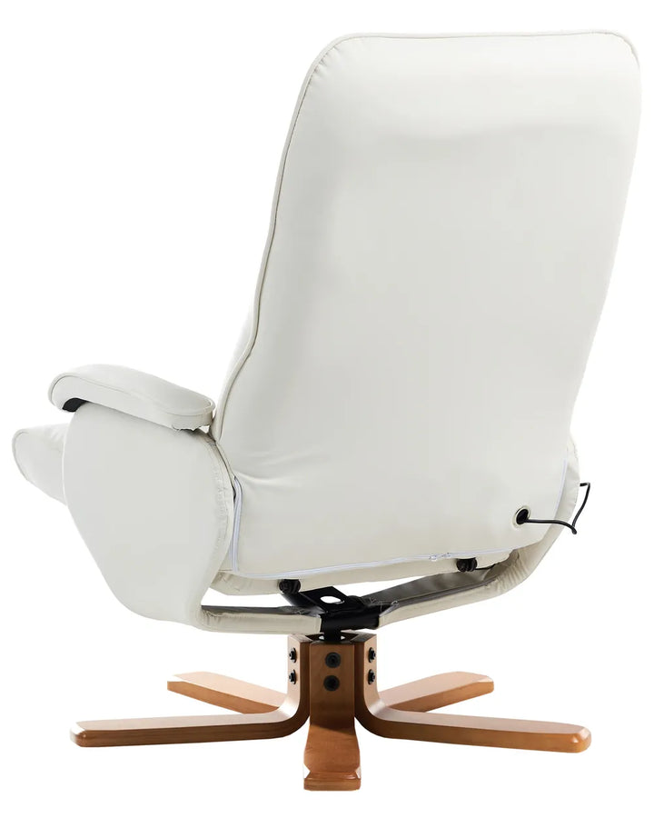 Massage Chair with Footstool Faux Leather Off-White Alixon