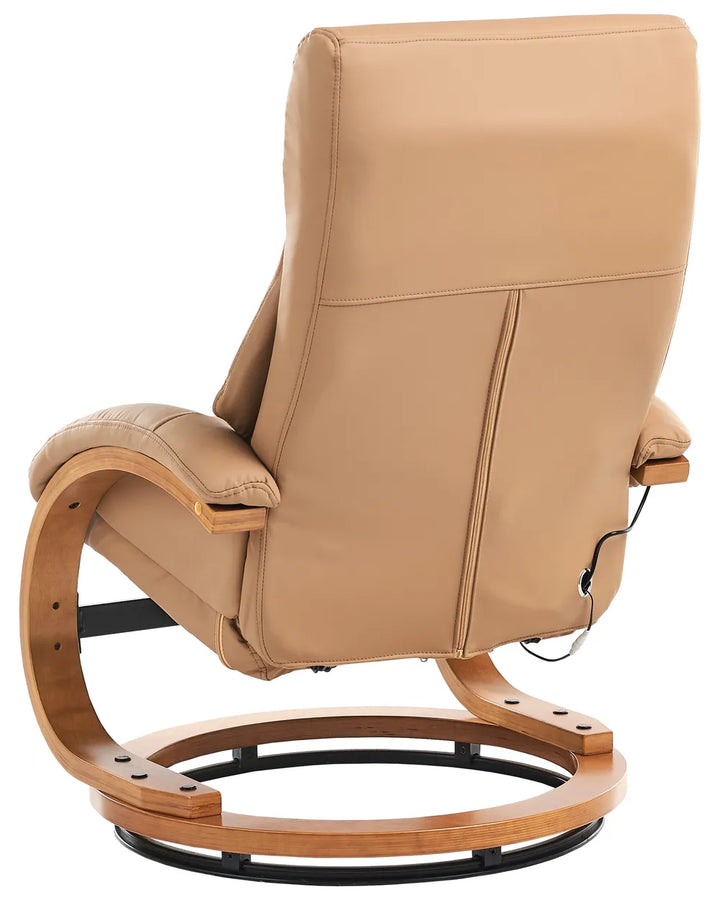 Massage Chair with Footstool Faux Leather Sand Beige Silton