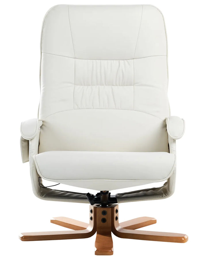 Massage Chair with Footstool Faux Leather Off-White Alixon