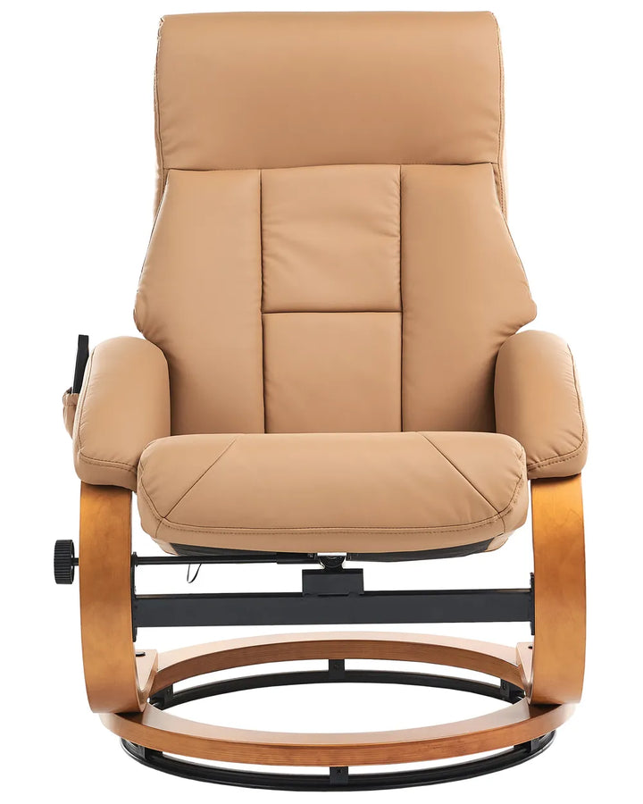 Massage Chair with Footstool Faux Leather Sand Beige Silton