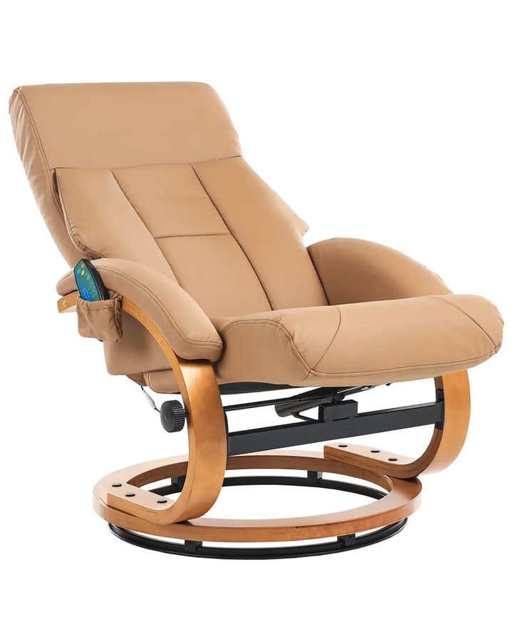 Massage Chair with Footstool Faux Leather Sand Beige Silton