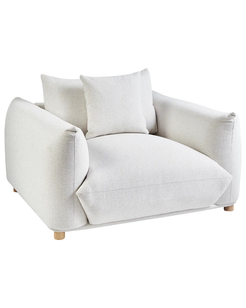 White armchair with cushions on a white background