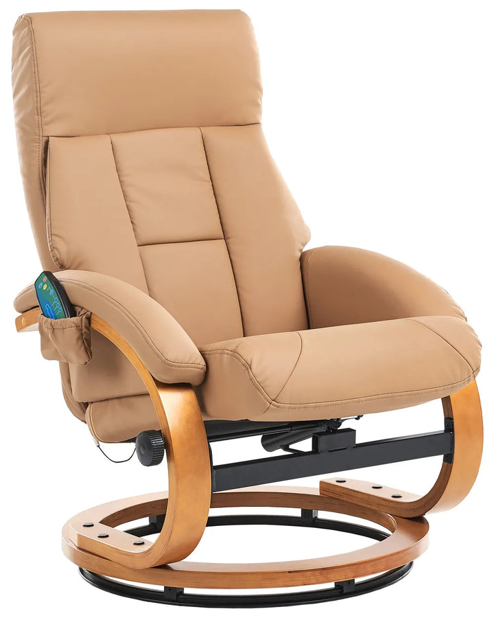 Massage Chair with Footstool Faux Leather Sand Beige Silton