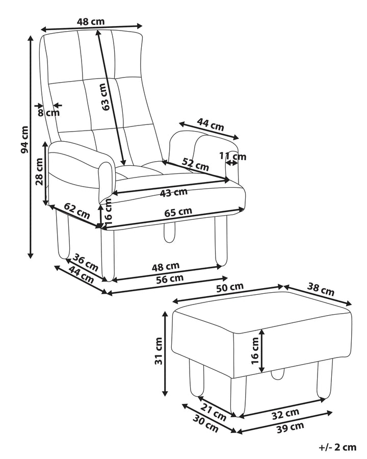 Recliner Chair with Footstool Fabric Grey Ambrie