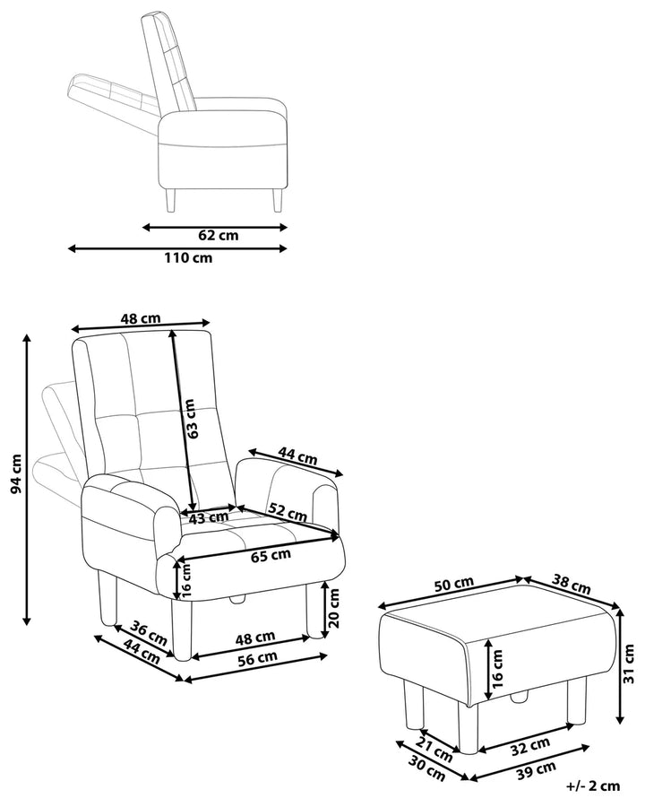 Recliner Chair with Footstool Faux Linen Light Beige Ambrie