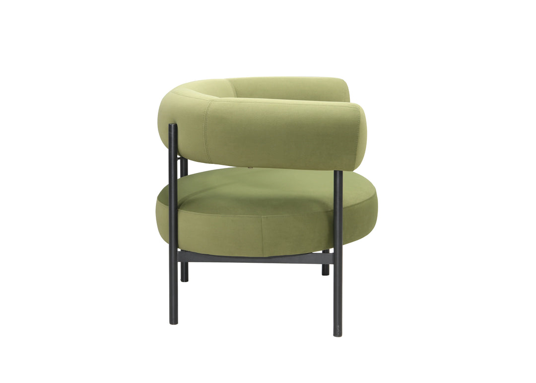 Eclipse Olive Green Velvet Round Half Moon Armchair