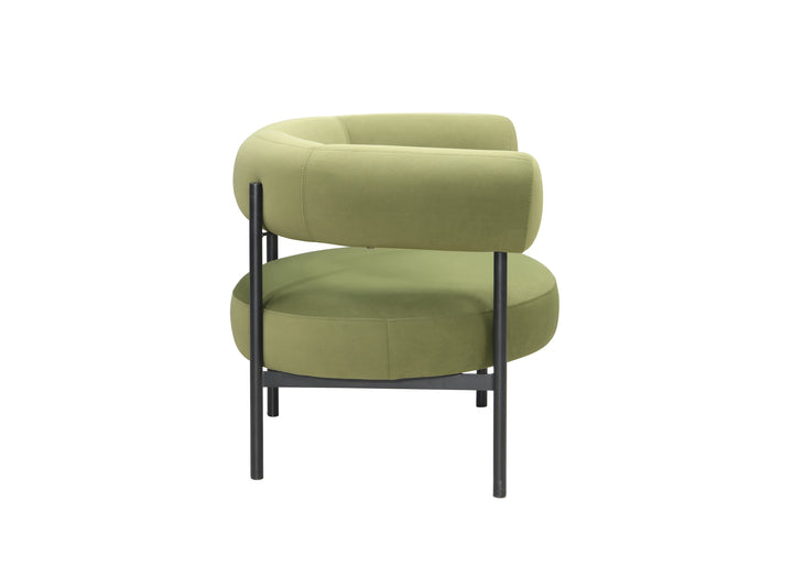 Eclipse Olive Green Velvet Round Half Moon Armchair