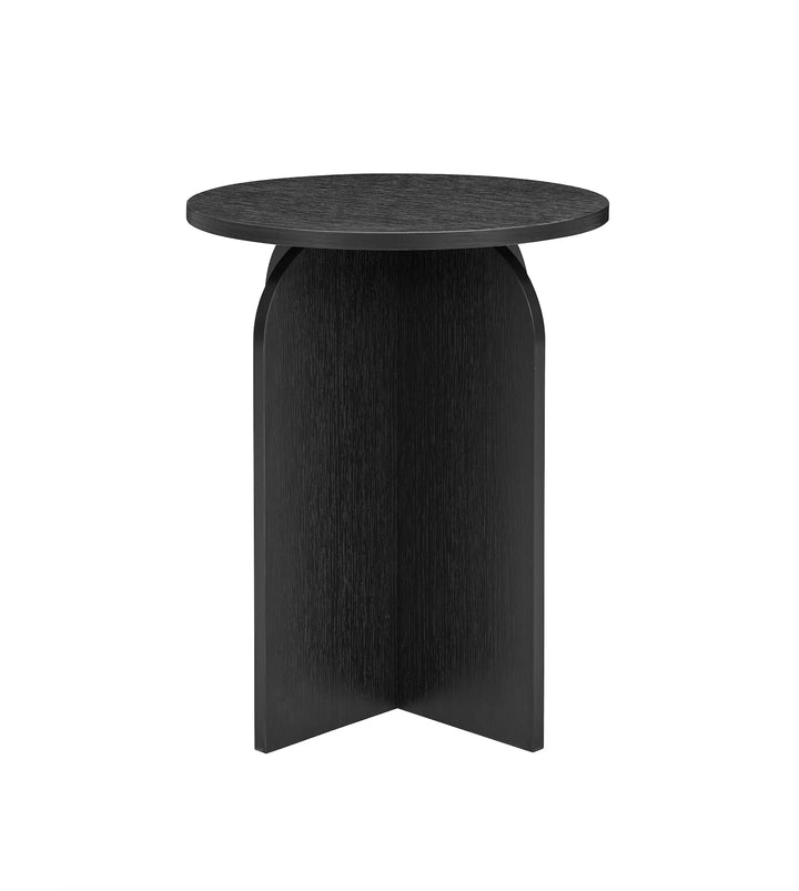 Black side table on a white background