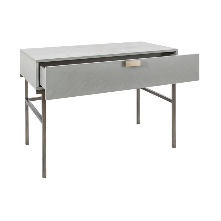 Lilly Grey Oak Wood & Bronze Desk/Dressing Table