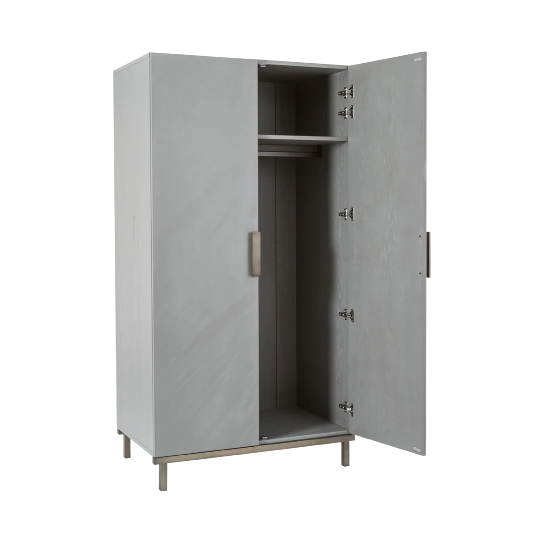 Lilly Grey Oak Wood & Bronze Double Wardrobe