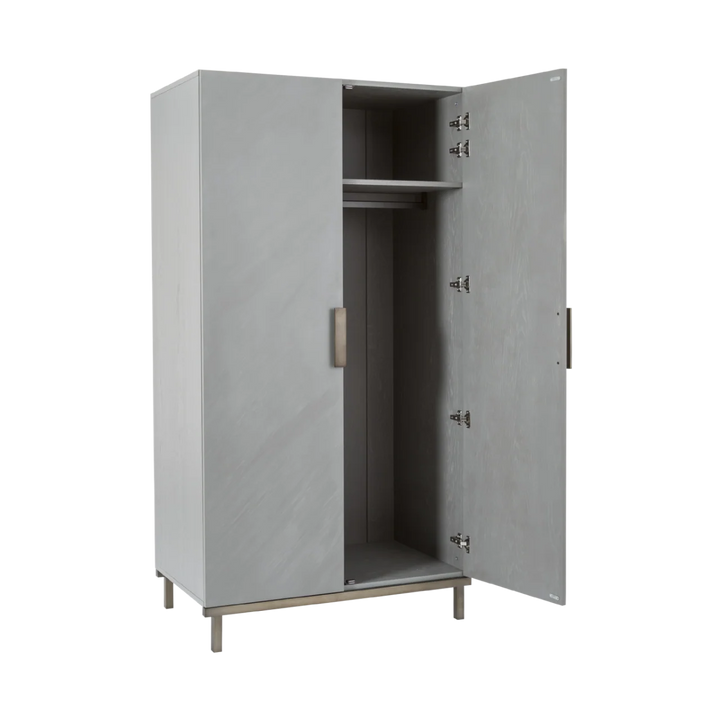 Lilly Grey Oak Wood & Bronze Double Wardrobe