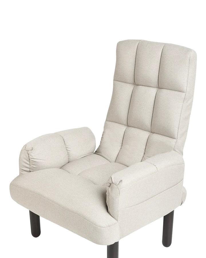 Recliner Chair with Footstool Faux Linen Light Beige Ambrie