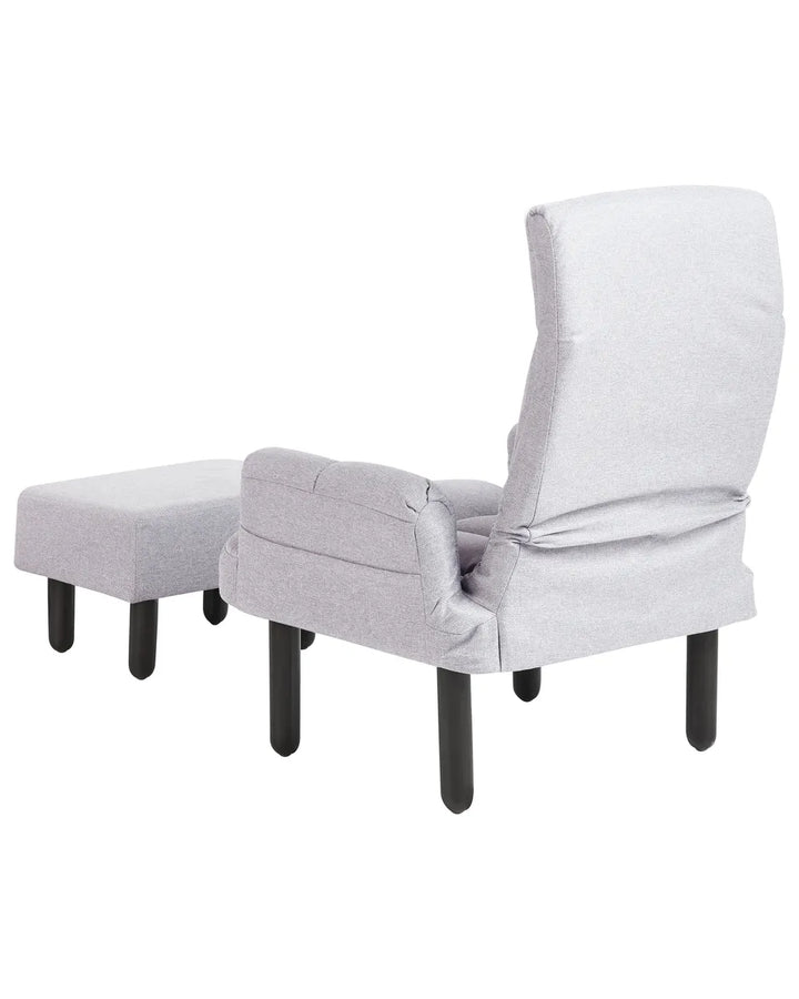 Recliner Chair with Footstool Fabric Grey Ambrie