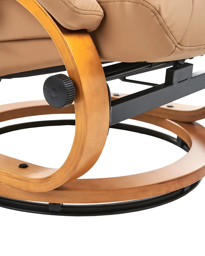 Massage Chair with Footstool Faux Leather Sand Beige Silton