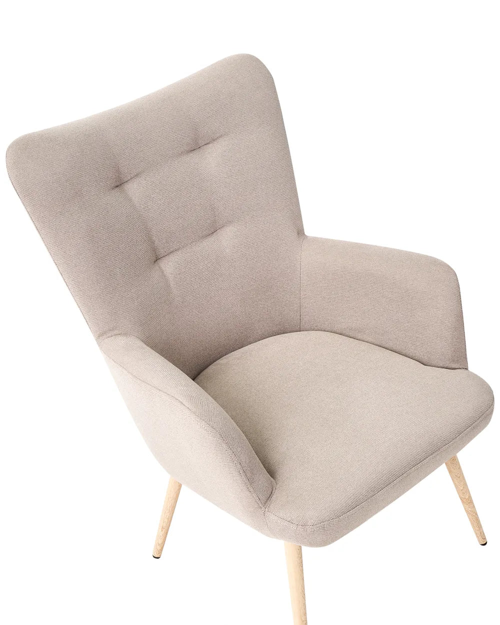 Wingback Chair with Footstool Fabric Beige Zianah